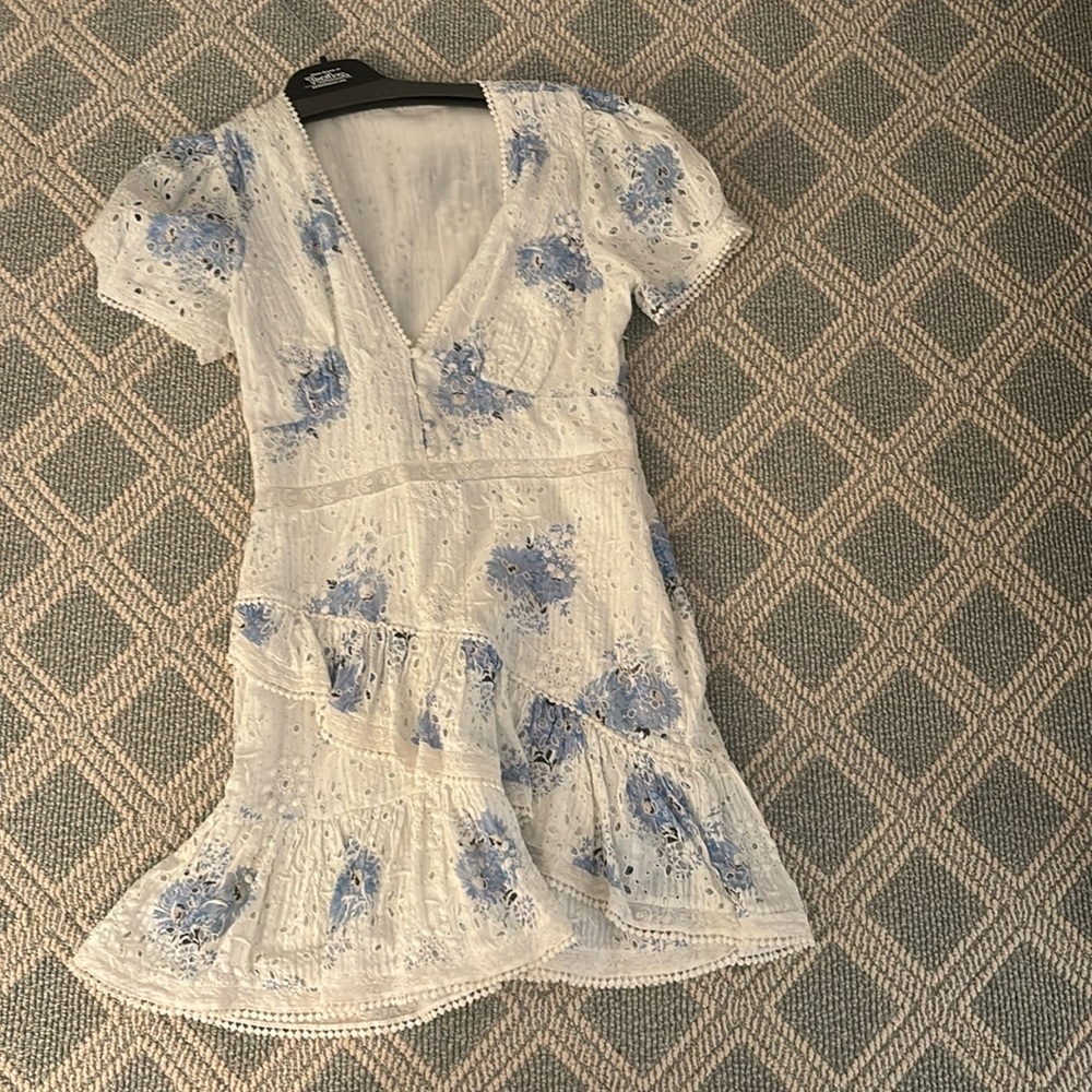 Loveshackfancy blue and white dress